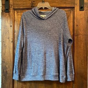 Blue hooded pullover, size L